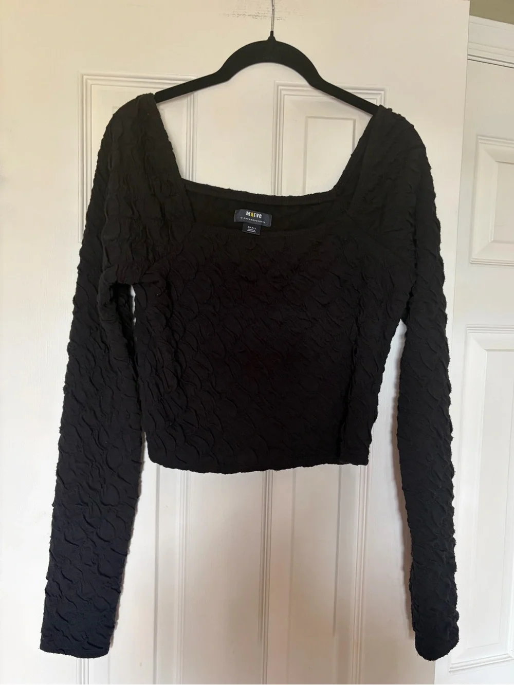 Anthropologie Maeve Long Sleeve Modern Popcorn Crop Top Size Small